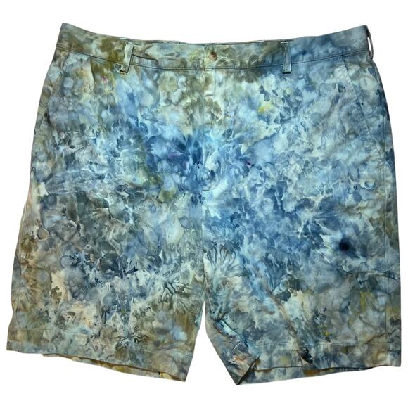 Men's Tie Dye Chino Shorts Size 40 Upcycled Handmade Ice Dyed Casual‎ Festival - Picture 1 of 4